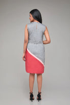 Contrast Half Sleeves Hemp Shift Dress