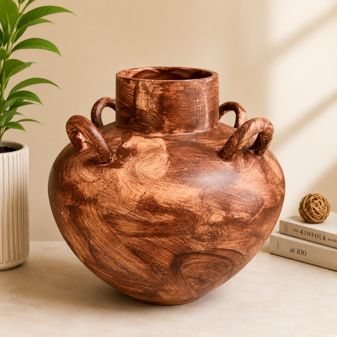 Charbagh Four-Handle Matka Decorative Vase - https://artecasa.in/
