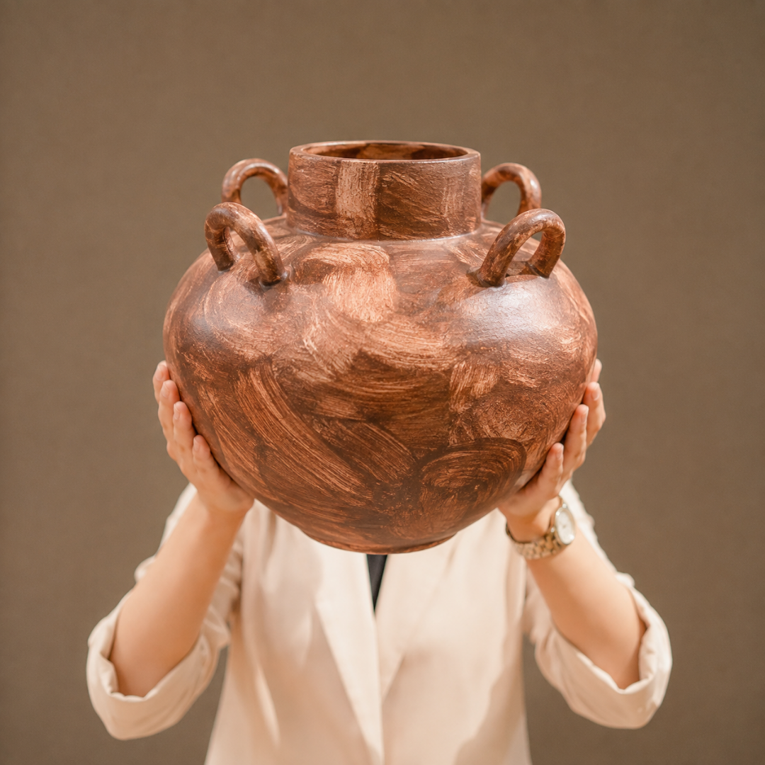 Charbagh Four-Handle Matka Decorative Vase - https://artecasa.in/