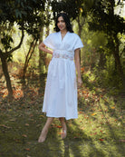 Eknoor Hand-Embroidered Midi Dress – hand-embroidered 100% cotton – RASRA MAI