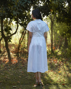 Eknoor Hand-Embroidered Midi Dress – hand-embroidered 100% cotton – RASRA MAI