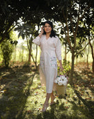 Isshani Hand-Embroidered Midi Dress – hand-embroidered 100% cotton – RASRA MAI