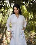 Isshani Hand-Embroidered Midi Dress – hand-embroidered 100% cotton – RASRA MAI