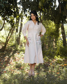 Isshani Hand-Embroidered Midi Dress – hand-embroidered 100% cotton – RASRA MAI