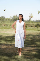 Rreet Hand-Embroidered Midi Dress – hand-embroidered 100% cotton – RASRA MAI