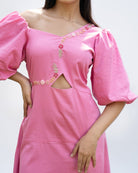 Noha Hand-Embroidered Midi Dress – hand-embroidered 100% cotton – RASRA MAI