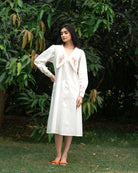 Naiinaa Hand-Embroidered Midi Dress – hand-embroidered 100% cotton – RASRA MAI