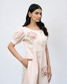 Taisha Hand-Embroidered Midi Dress – hand-embroidered 100% cotton – RASRA MAI