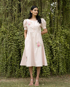 Taisha Hand-Embroidered Midi Dress – hand-embroidered 100% cotton – RASRA MAI