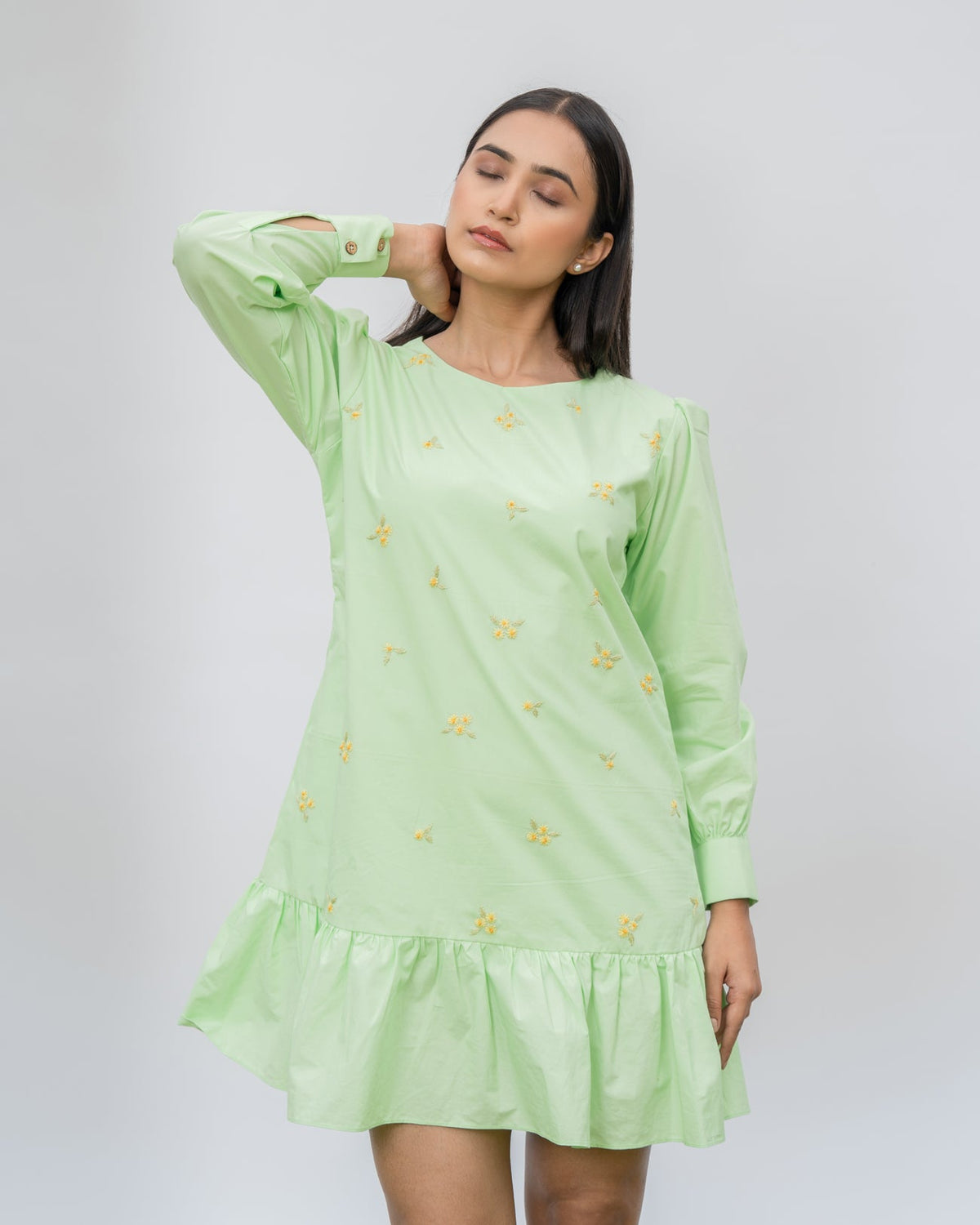 Arushi Hand-Embroidered Short Dress – hand-embroidered 100% cotton – RASRA MAI