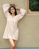 Tarra Hand-Embroidered Short Dress – hand-embroidered 100% cotton – RASRA MAI