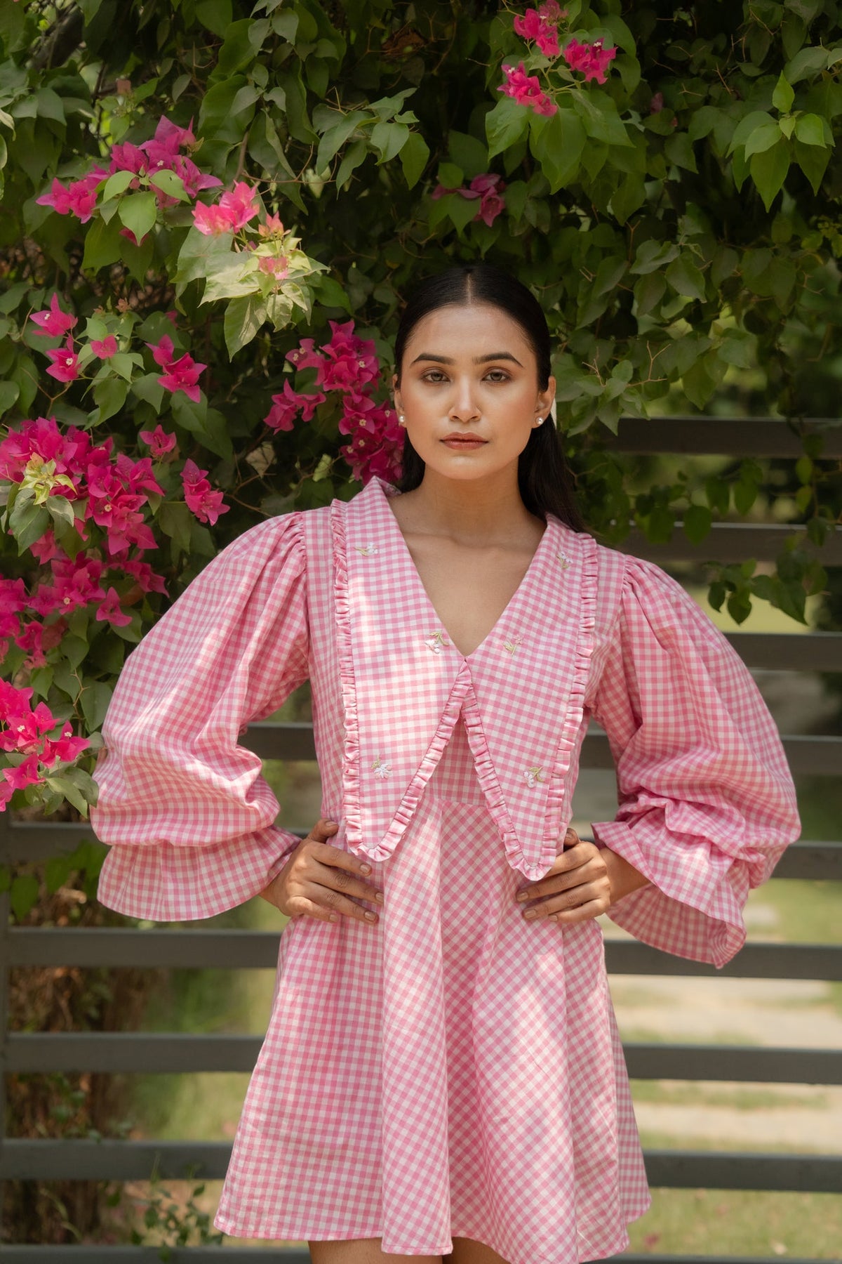 Revaa Hand-Embroidered Short Dress – hand-embroidered 100% cotton – RASRA MAI