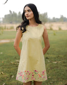Jahnvi Hand-Embroidered Short Dress – hand-embroidered 100% cotton – RASRA MAI