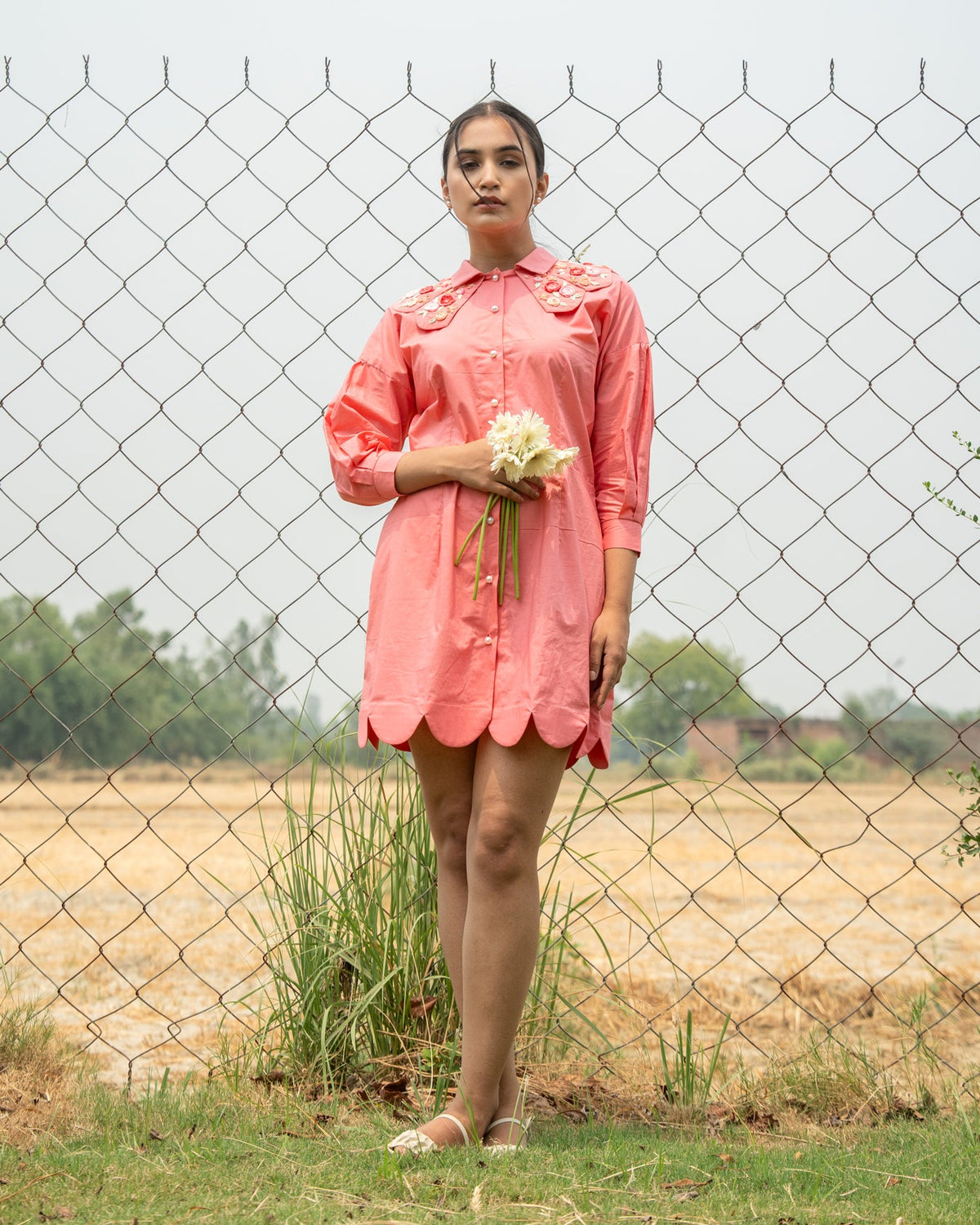 Kaii Hand-Embroidered Short Dress – hand-embroidered 100% cotton – RASRA MAI