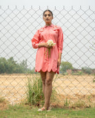 Kaii Hand-Embroidered Short Dress – hand-embroidered 100% cotton – RASRA MAI