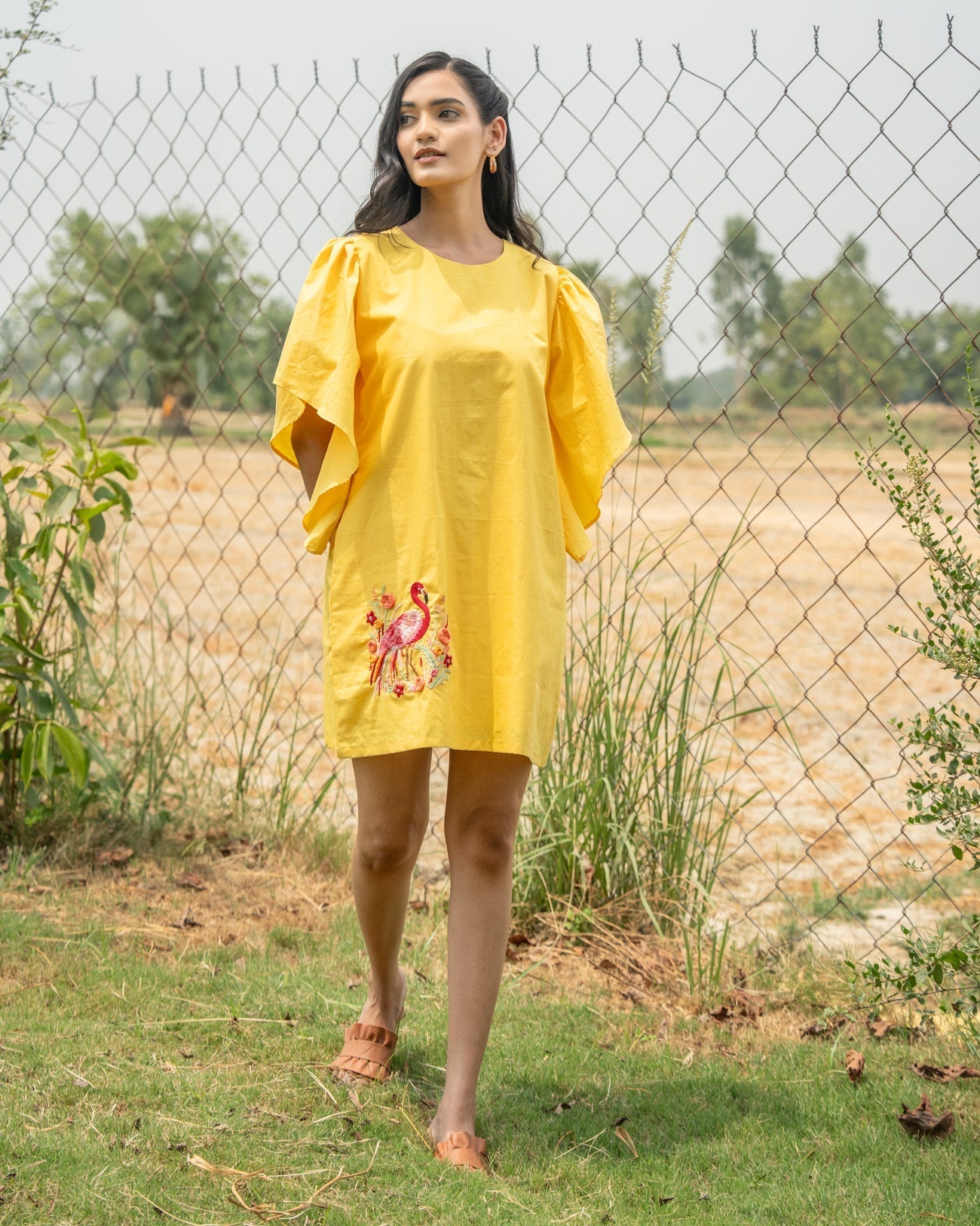 Ahannaa Hand-Embroidered Short Dress – hand-embroidered 100% cotton – RASRA MAI