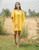 Ahannaa Hand-Embroidered Short Dress – hand-embroidered 100% cotton – RASRA MAI