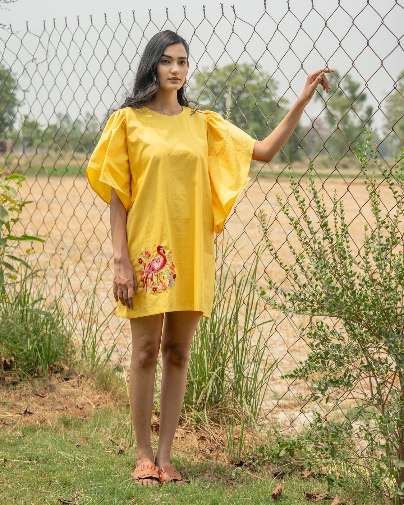 Ahannaa Hand-Embroidered Short Dress – hand-embroidered 100% cotton – RASRA MAI