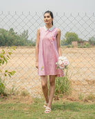 Anaya Hand-Embroidered Short Dress – hand-embroidered 100% cotton – RASRA MAI