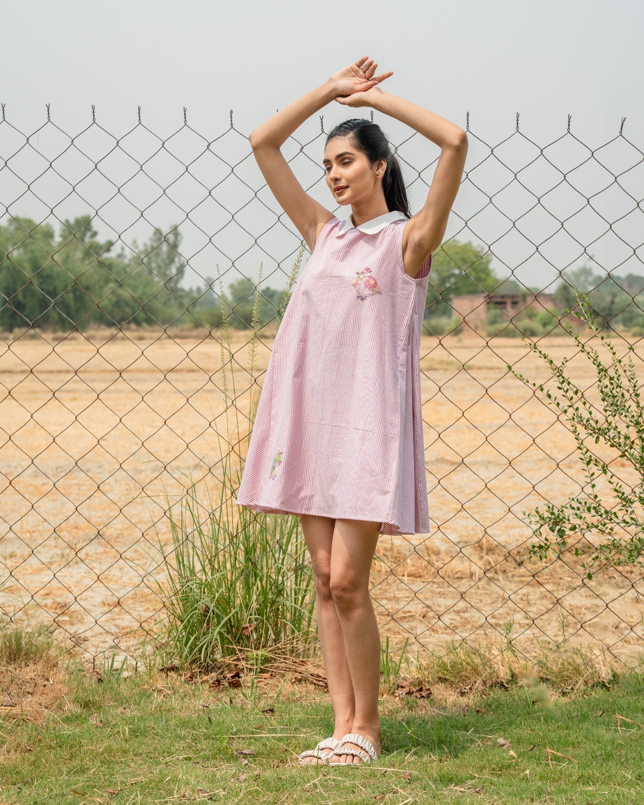 Anaya Hand-Embroidered Short Dress – hand-embroidered 100% cotton – RASRA MAI