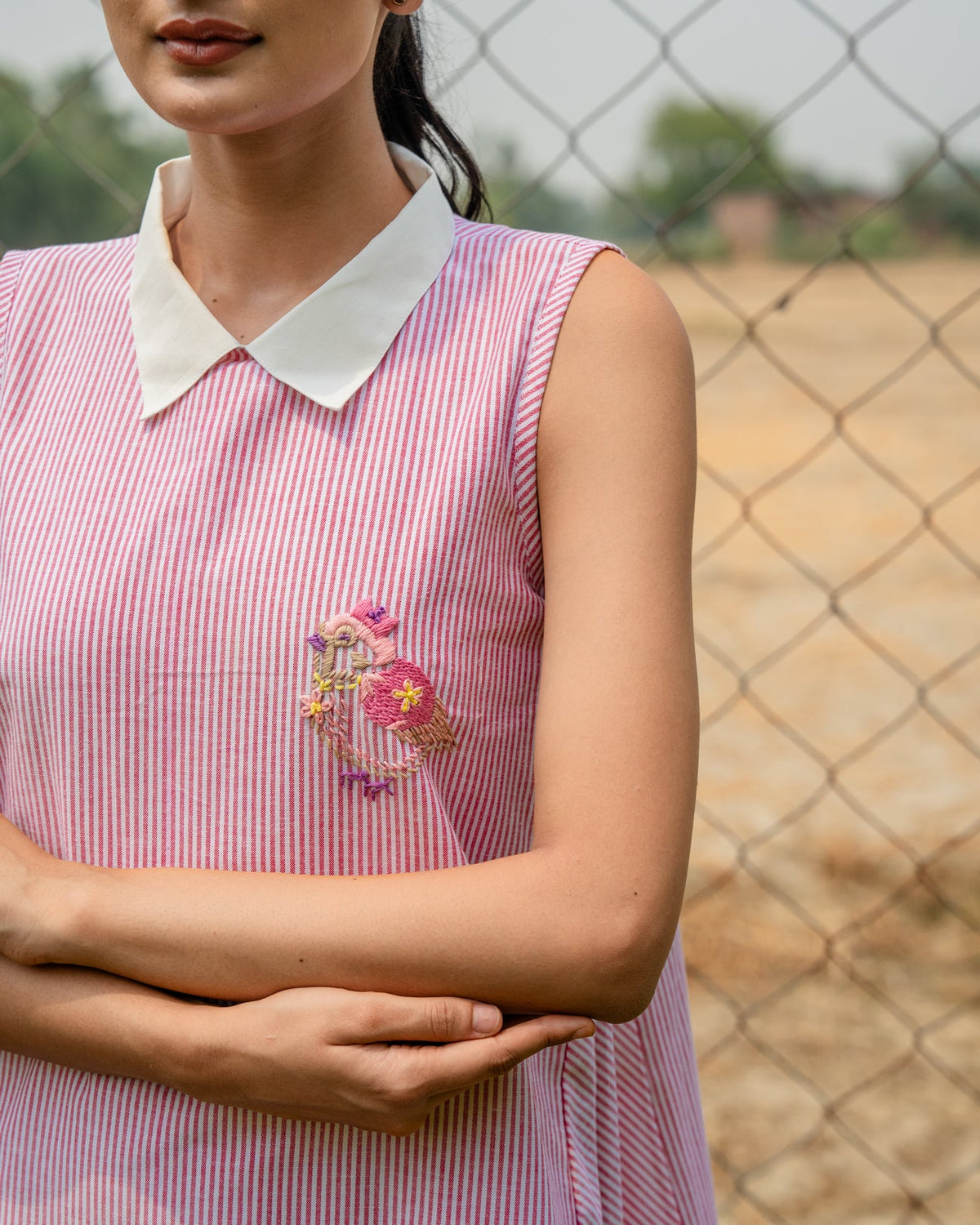 Anaya Hand-Embroidered Short Dress – hand-embroidered 100% cotton – RASRA MAI