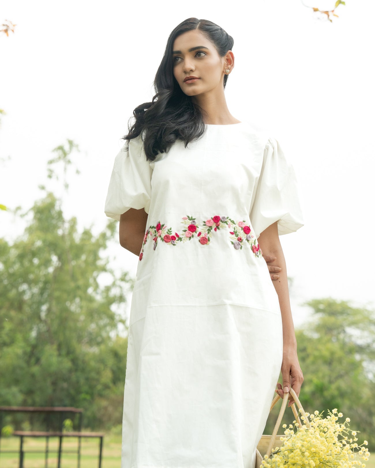 Sayli Hand-Embroidered Short Dress – hand-embroidered 100% cotton – RASRA MAI