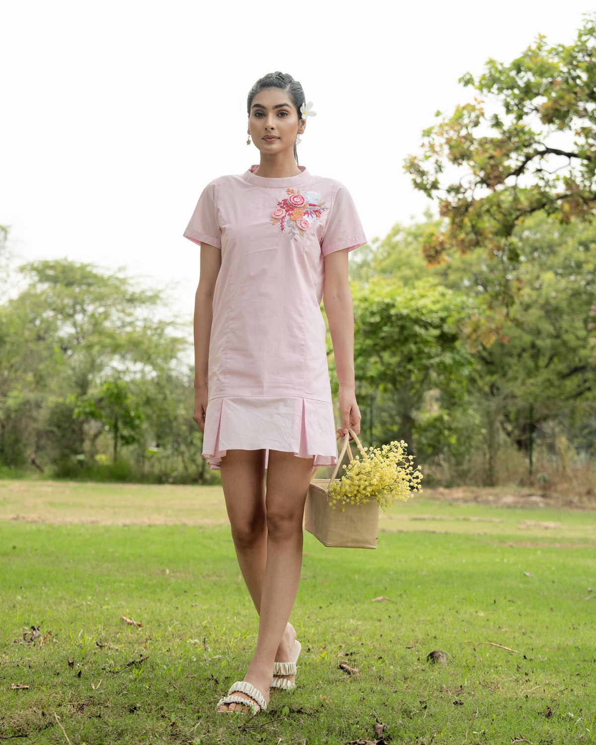 Joi Hand-Embroidered Short Dress – hand-embroidered 100% cotton – RASRA MAI