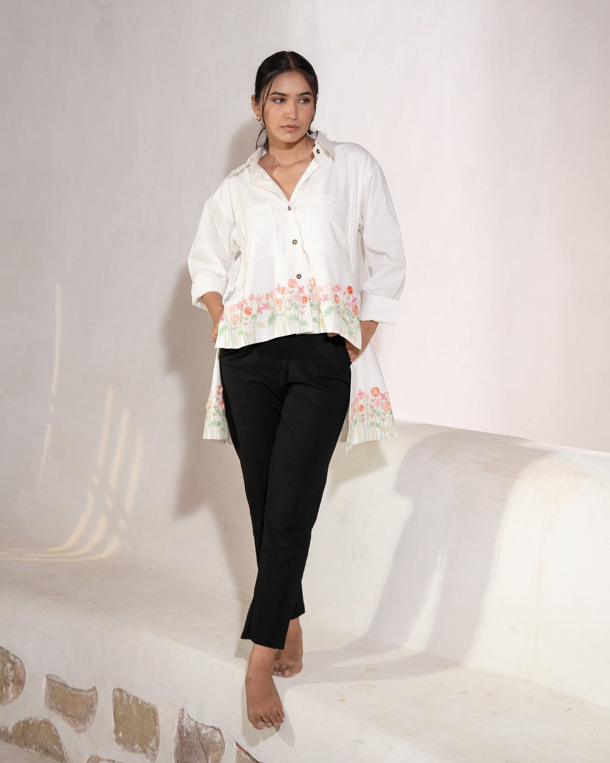 Maitreyi Hand-Embroidered Shirt – hand-embroidered 100% cotton – RASRA MAI