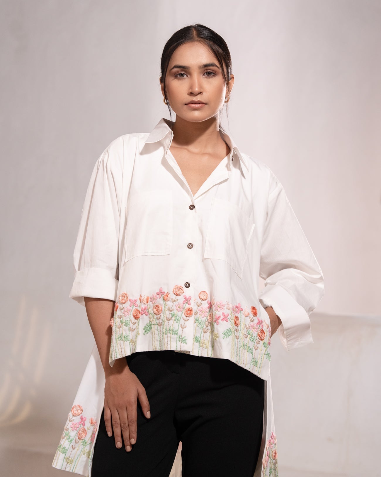 Maitreyi Hand-Embroidered Shirt – hand-embroidered 100% cotton – RASRA MAI