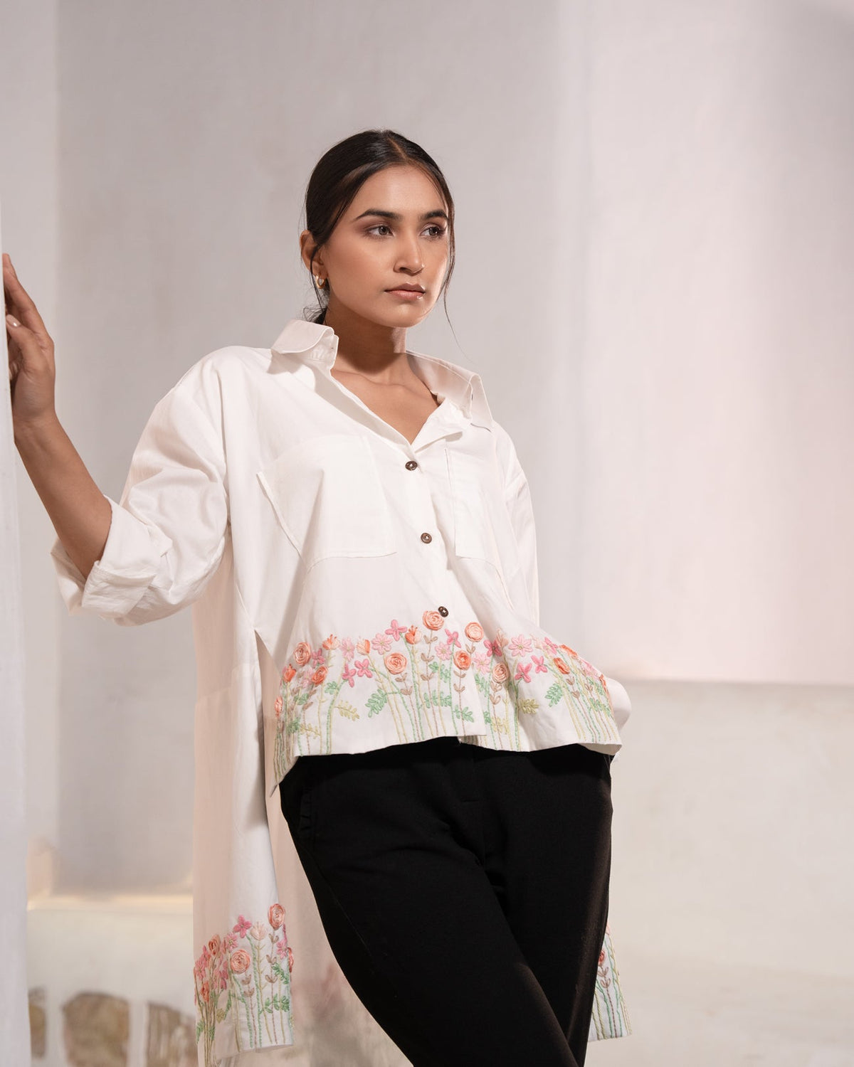 Maitreyi Hand-Embroidered Shirt – hand-embroidered 100% cotton – RASRA MAI
