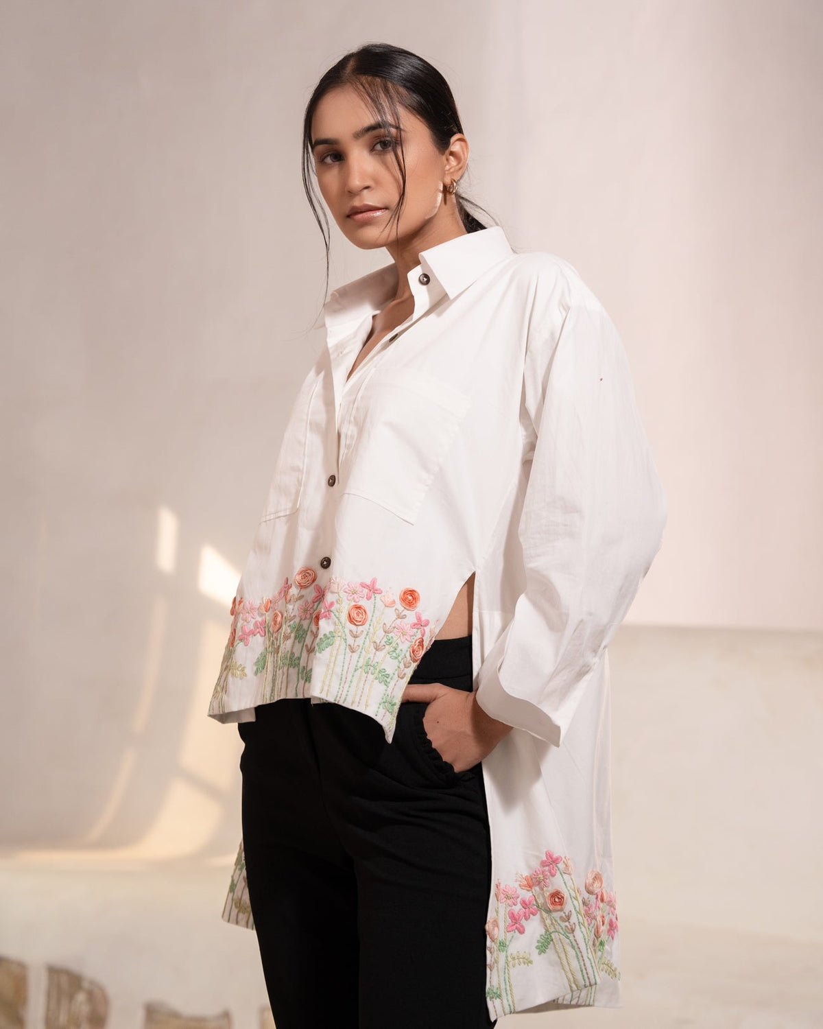 Maitreyi Hand-Embroidered Shirt – hand-embroidered 100% cotton – RASRA MAI