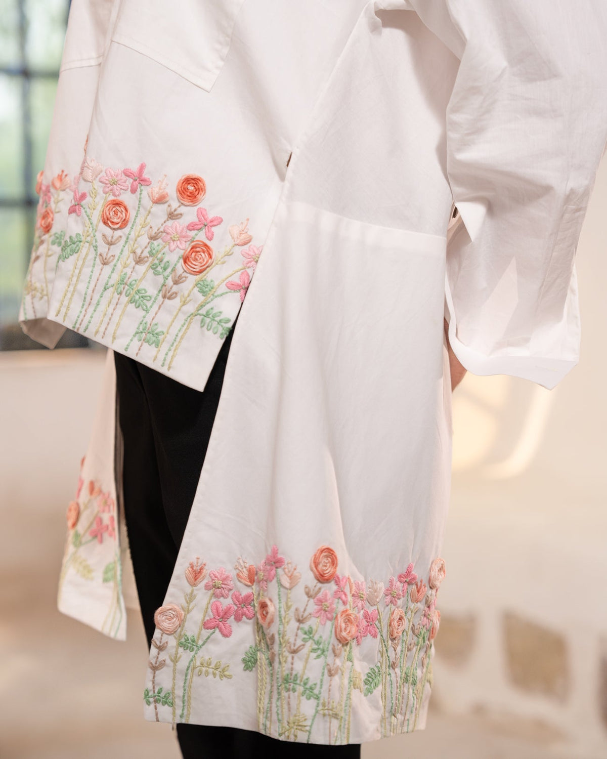 Maitreyi Hand-Embroidered Shirt – hand-embroidered 100% cotton – RASRA MAI