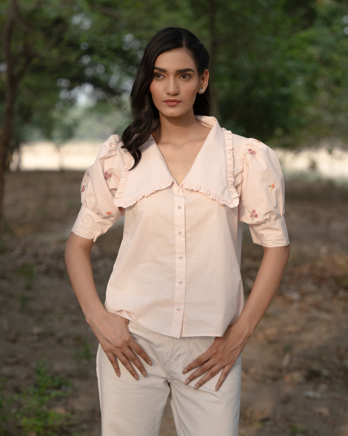 Paakhi Hand-Embroidered Shirt – hand-embroidered 100% cotton – RASRA MAI
