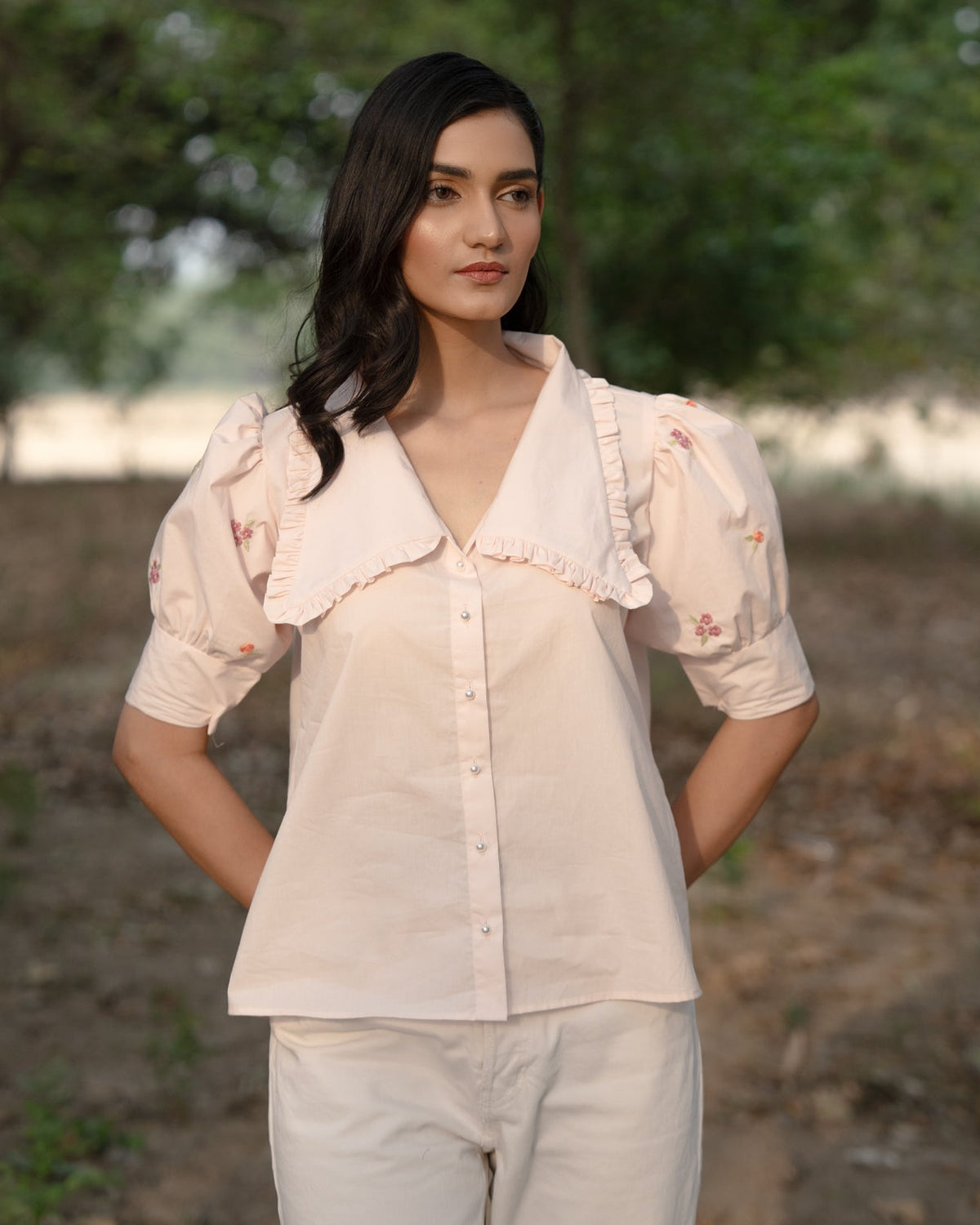 Paakhi Hand-Embroidered Shirt – hand-embroidered 100% cotton – RASRA MAI