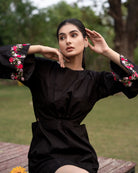 Eshaa Hand-Embroidered Short Dress – hand-embroidered 100% cotton – RASRA MAI