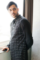 Anantha-Men's  Chanderi Hand Embroidered Straight Kurta-bihart