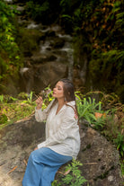 Cream Soft Bloom Embriodered Cotton Shirt-Sutra Art of Clothing