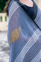 Handloom Grey Pure Cotton Jamdani Saree with Black Border