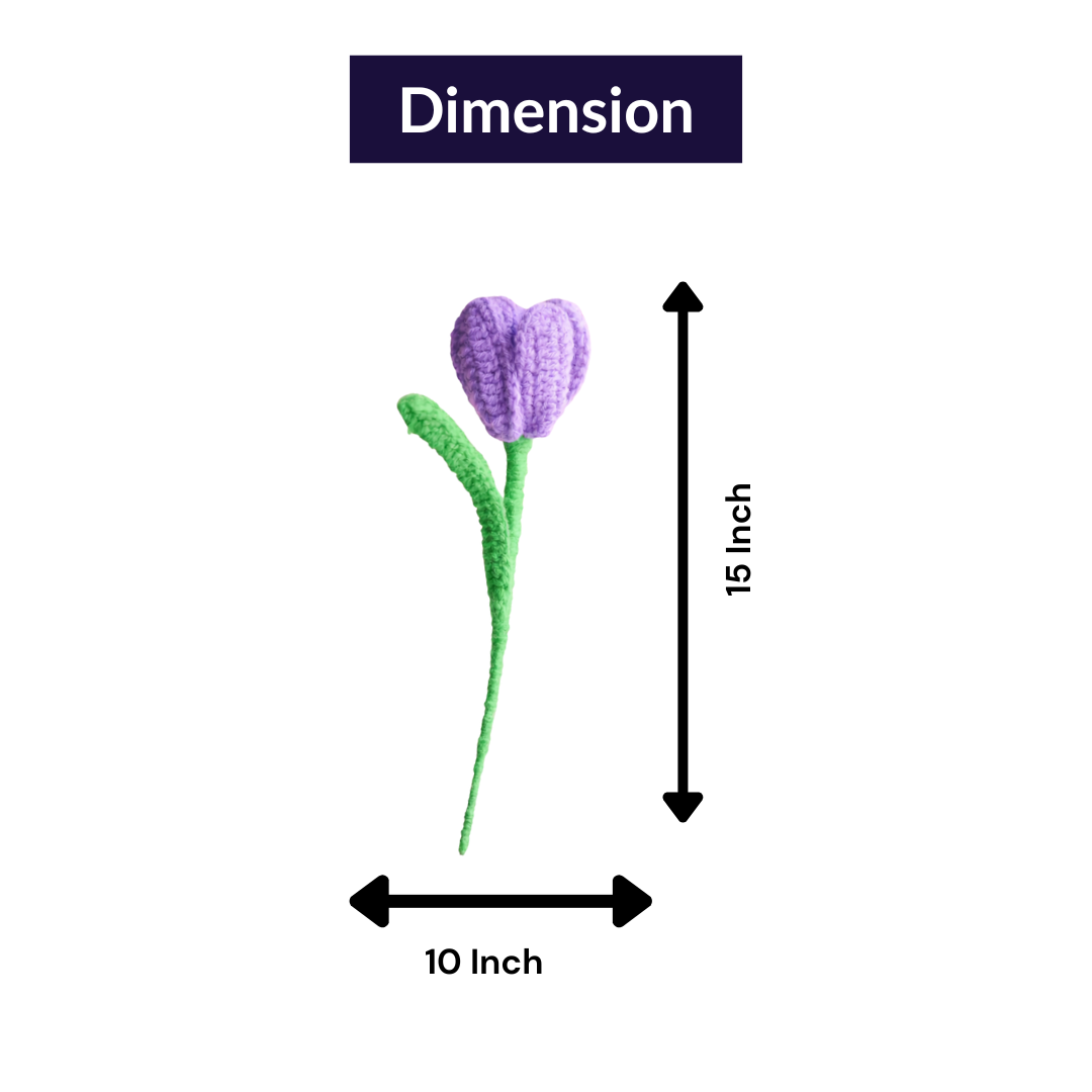 Handcrafted Tulip Crochet – Dark Purple Forever Flower | ArteCasa - https://artecasa.in/