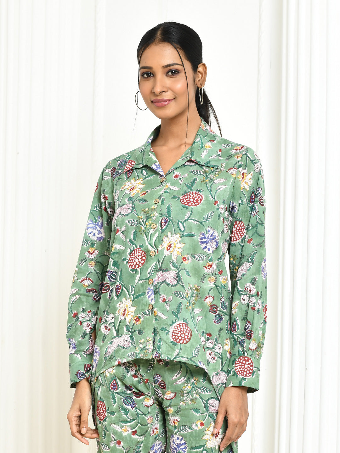 Dhanvi Handprinted Best pure cotton shirt for holiday wear-5