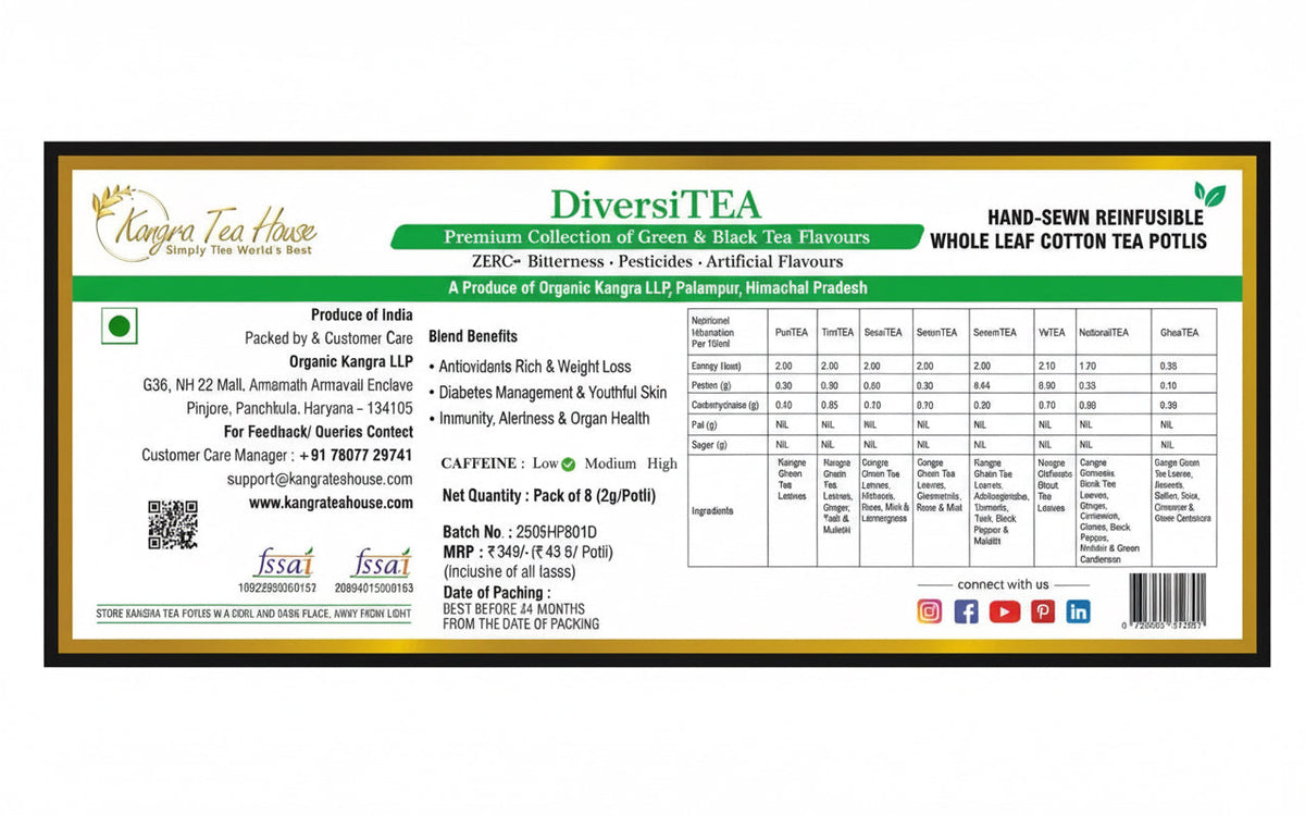 DiversiTEA curated Kangra tea gift set – assortment of 8 organic flavours