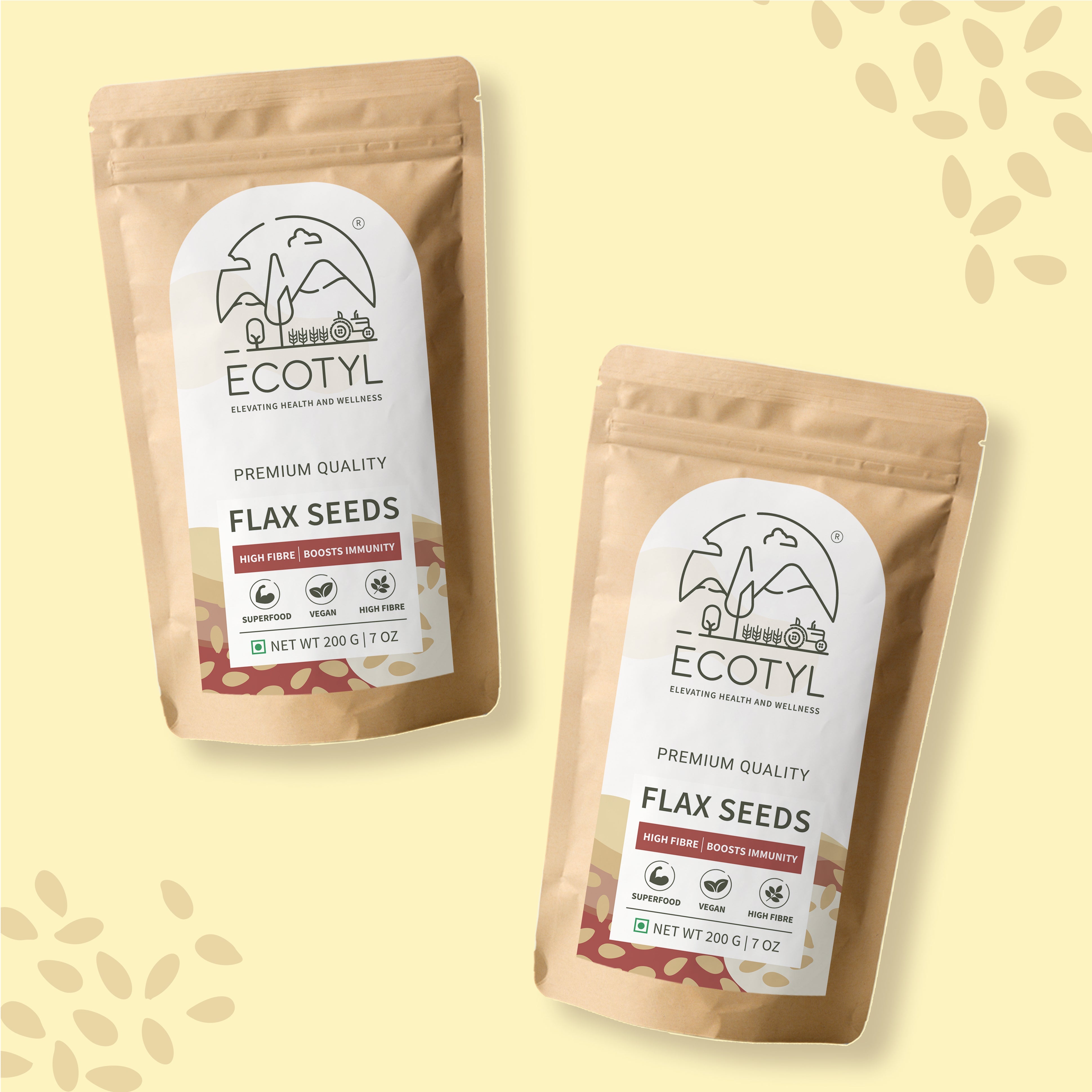 Flax Seeds - Unroasted (Set of 2) - Ecotyl - 100% Organic I Sustainable