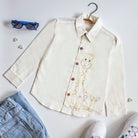 giraffe embroidered organic white shirt kids