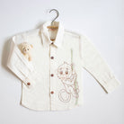 monkey embroidered white organic shirt kids