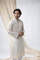 Anantha-Men's Wild Silk Off-White Kurta-bihart
