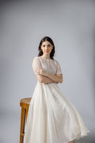 Anantha-Ball Gown Pleated Sujani Anarkali Set in cotton silk Chanderi-bihart