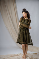 Anantha-Silk Kota Sheer Dress with side belts-bihart