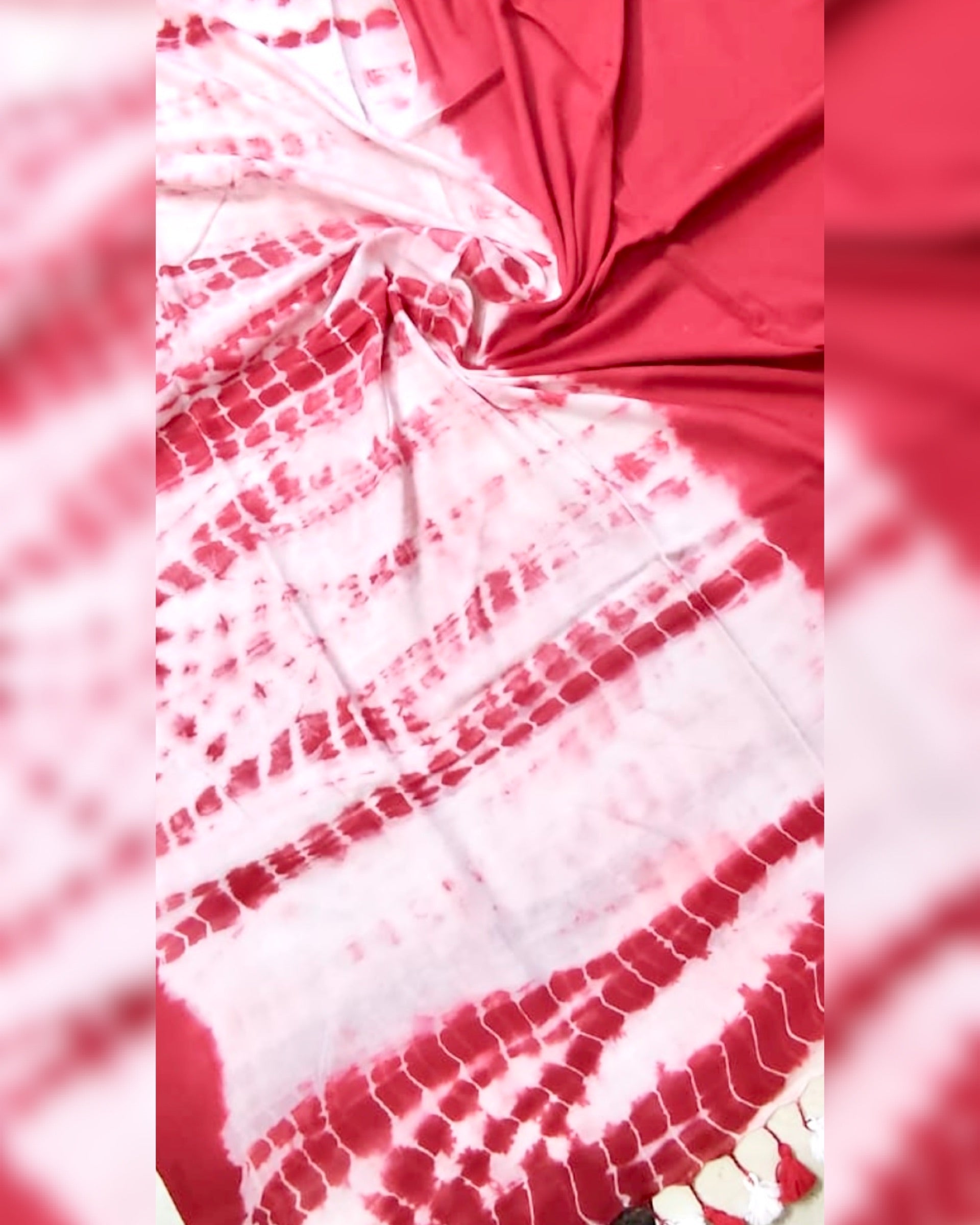 Soft and Comfortable Durga Puja Navaratri Red and White Mulmul Cotton Tie and Dye Shibori Saree Collection