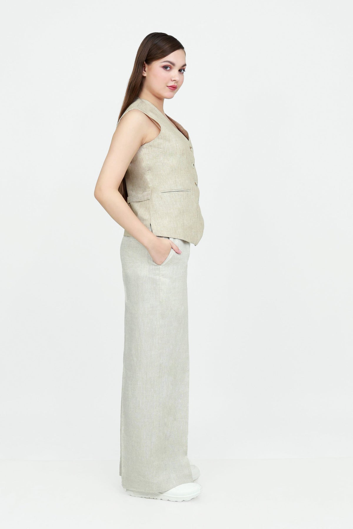 Dove - Woman linen vest adamleaves
