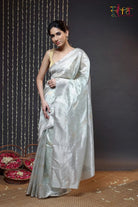 Handloom Grey Pure Silk Chanderi Saree-Sutra Art of Clothing